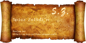 Spicz Zoltán névjegykártya